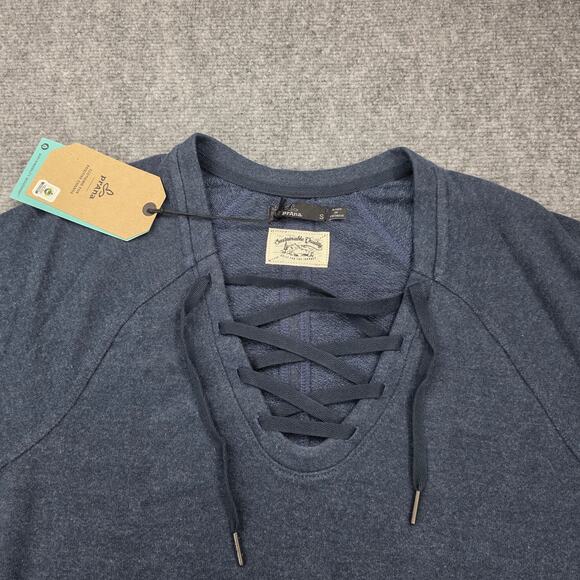 prAna Sweater Dress Womens Small Blue Heather Nautical Cozy Up Terry Pockets - Picture 14 of 16